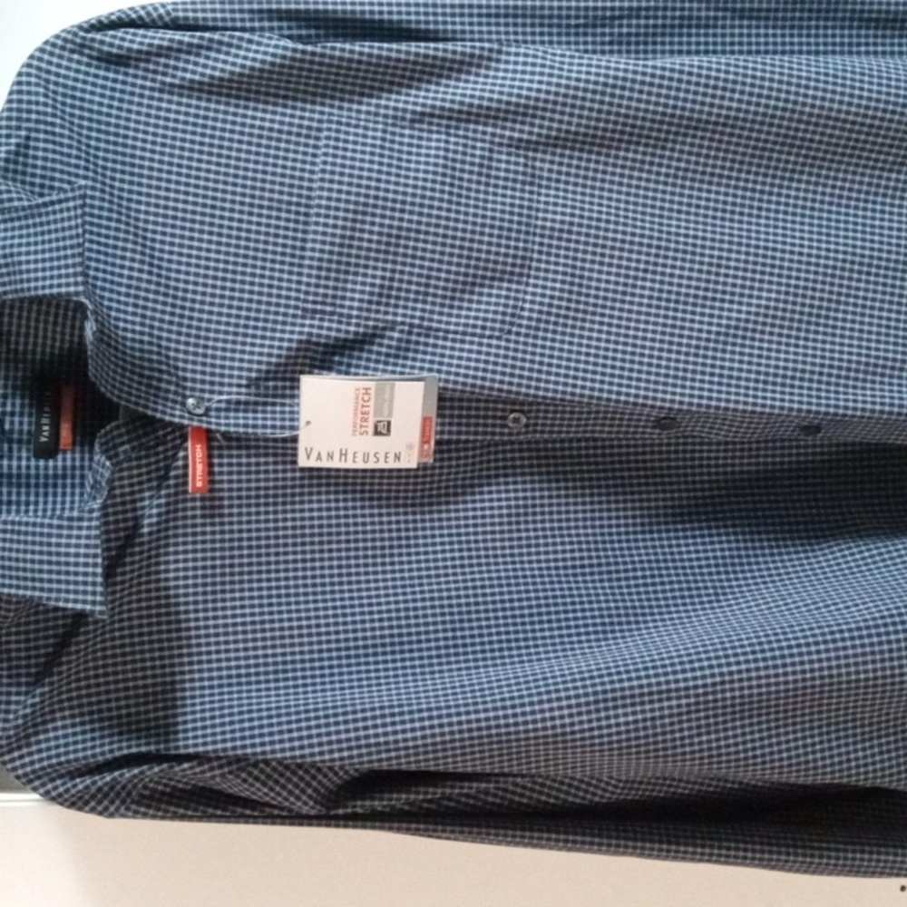 Men's button-down shirt Van Heusen blue and white size large